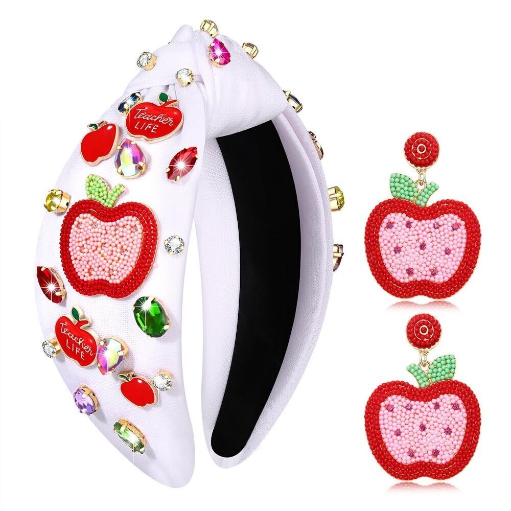 Teacher Headband Women Beaded Rhinestone School Teacher Accessories Gift